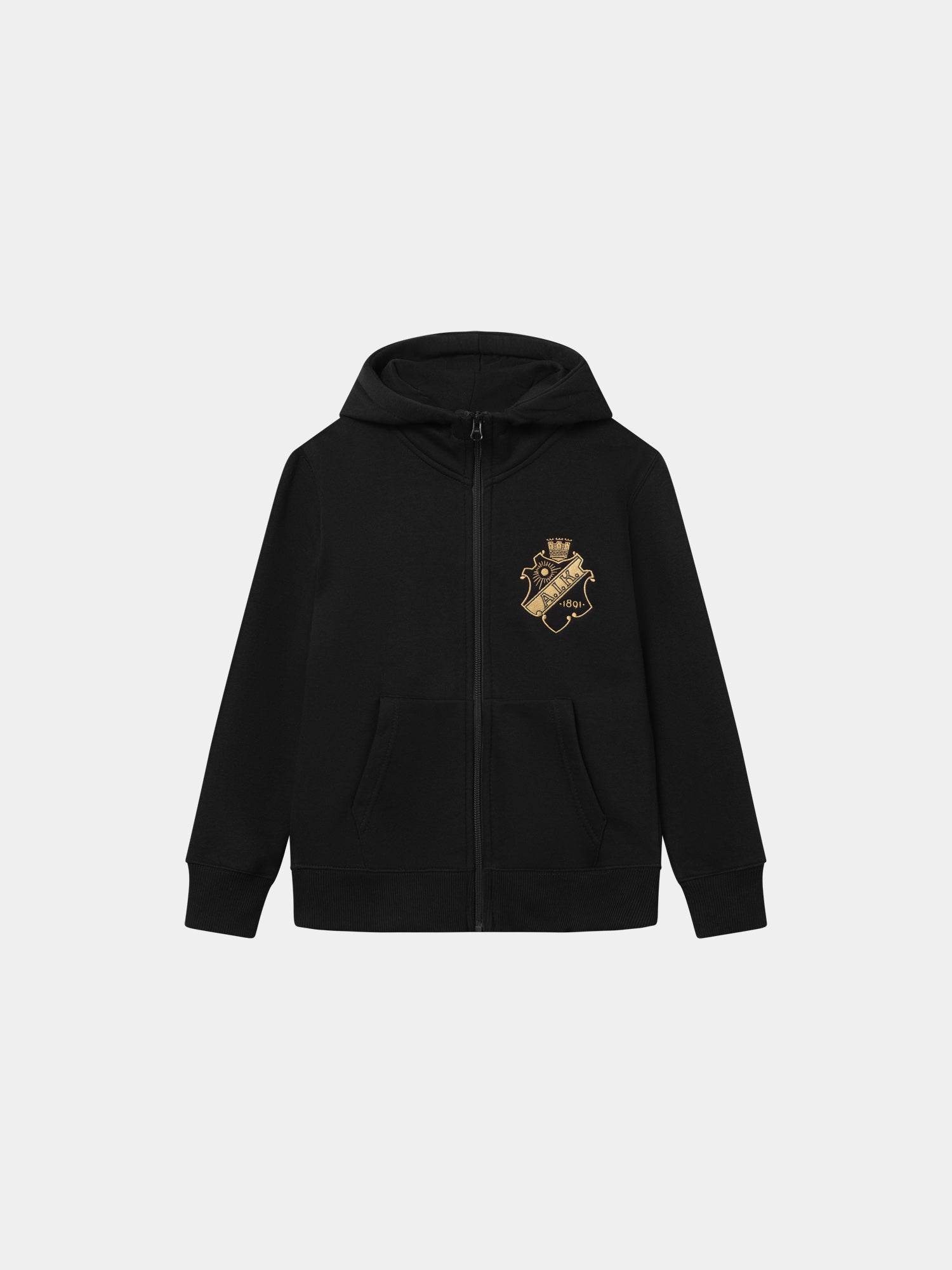 Zip hood barn svart sköld