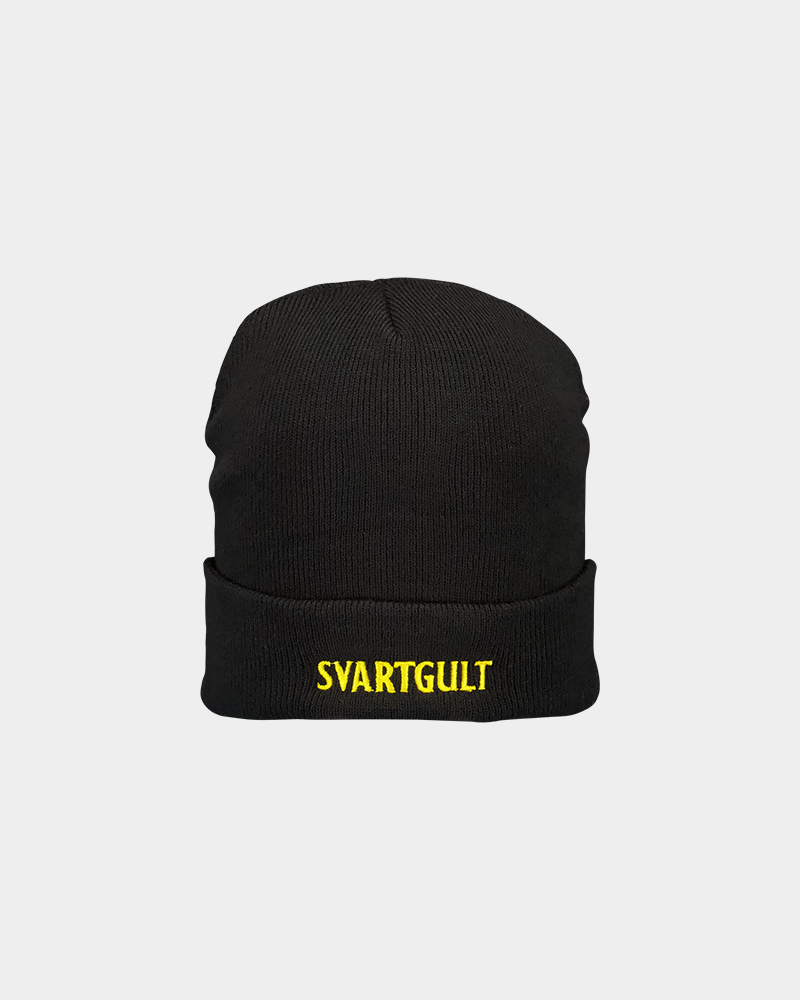 Stickad mössa svart SVARTGULT