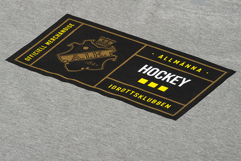 grå t-shirt med tryck allmänna idrottsklubben hockey