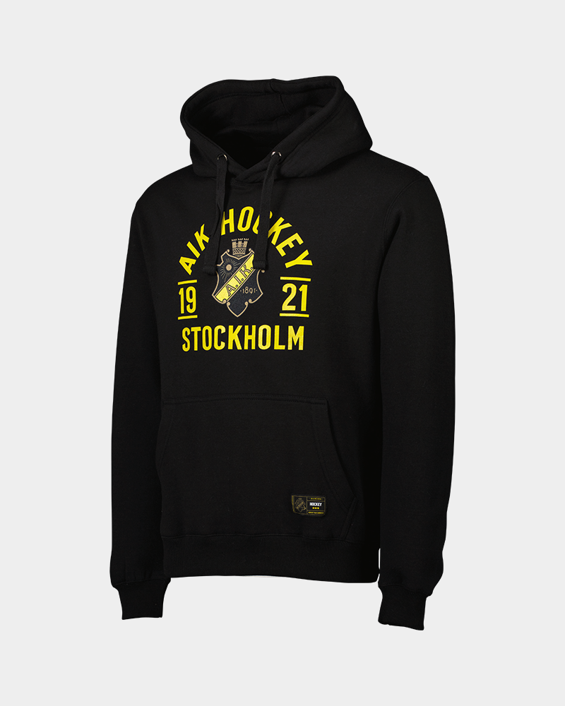 svart hoodie med tryck aik hockey 1921 stockholm