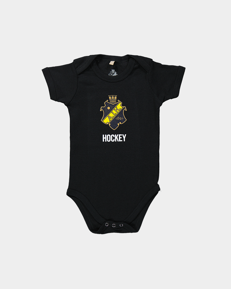 svart baby body med aik hockey tryck